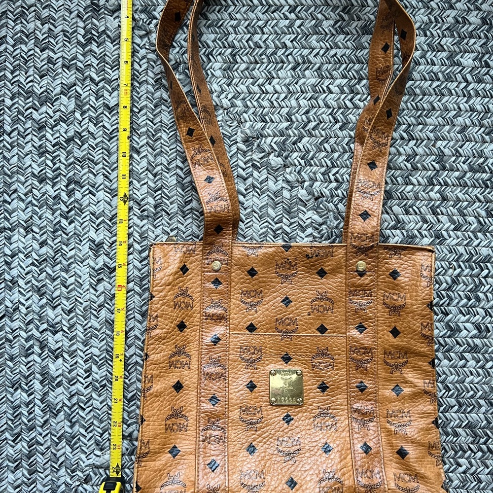 MCM Vintage Visetos Shopper Tote Cognac